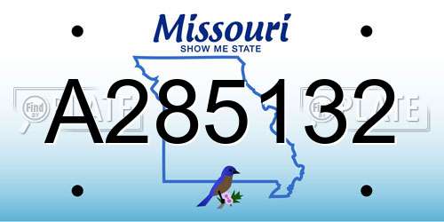 A285132 Missouri License Plate