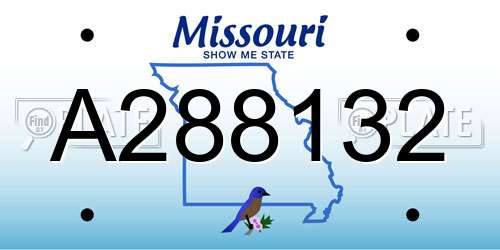 A288132 Missouri License Plate