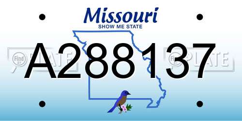 A288137 Missouri License Plate