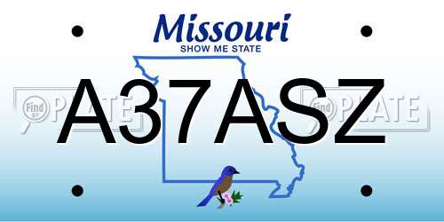 A37ASZ Missouri License Plate