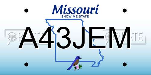 A43JEM Missouri License Plate