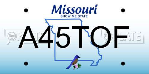 A45TOF Missouri License Plate