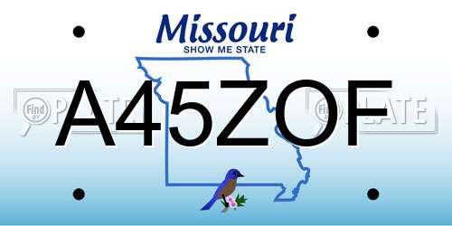 A45ZOF Missouri License Plate