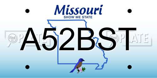 A52BST Missouri License Plate