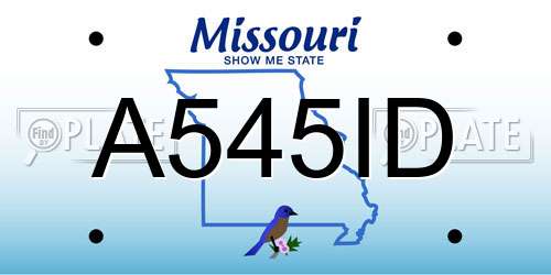 A545ID Missouri License Plate