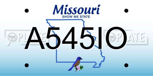 A545IO Missouri License Plate