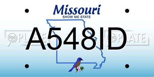 A548ID Missouri License Plate