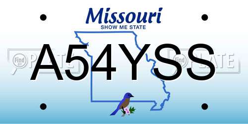 A54YSS Missouri License Plate