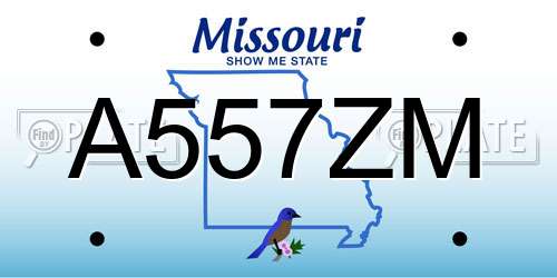 A557ZM Missouri License Plate