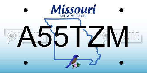 A55TZM Missouri License Plate
