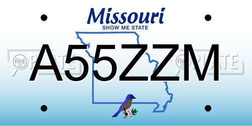 A55ZZM Missouri License Plate