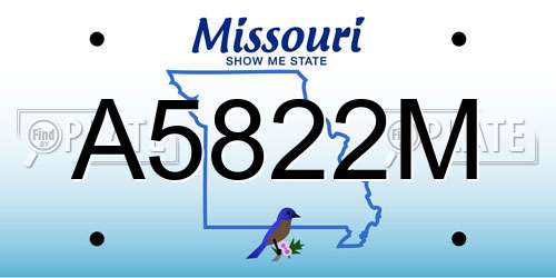 A5822M Missouri License Plate