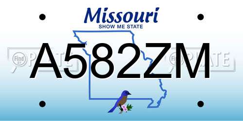 A582ZM Missouri License Plate