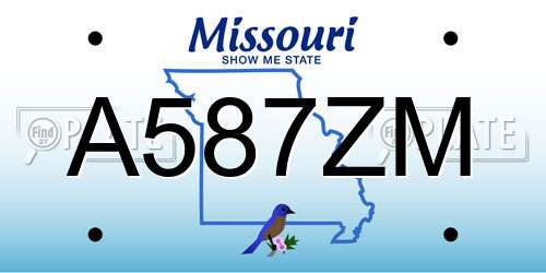 A587ZM Missouri License Plate