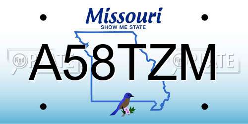 A58TZM Missouri License Plate