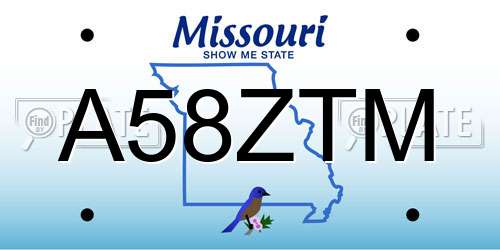 A58ZTM Missouri License Plate