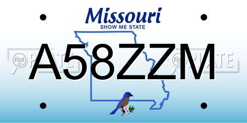 A58ZZM Missouri License Plate