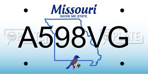A598VG Missouri License Plate