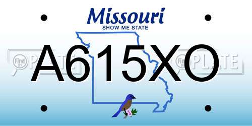 A615XO Missouri License Plate