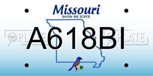 A618BI Missouri License Plate