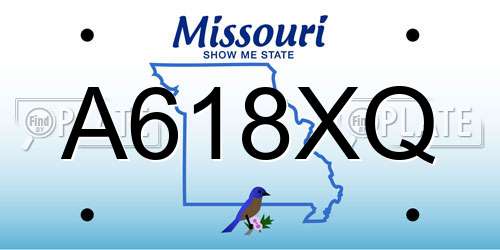 A618XQ Missouri License Plate