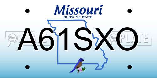 A61SXO Missouri License Plate