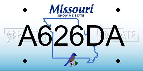 A626DA Missouri License Plate