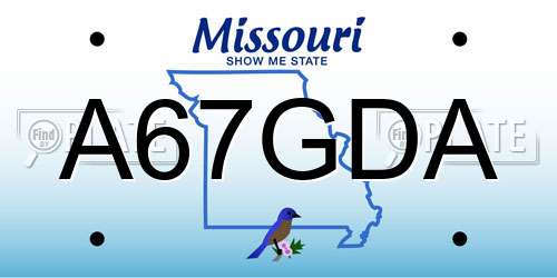 A67GDA Missouri License Plate