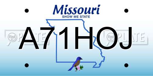 A71HOJ Missouri License Plate