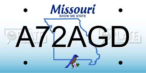 A72AGD Missouri License Plate