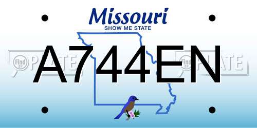 A744EN Missouri License Plate