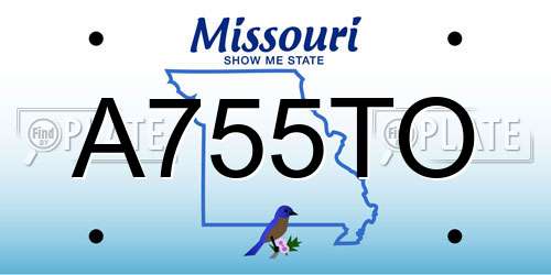 A755TO Missouri License Plate