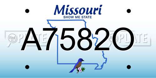 A7582O Missouri License Plate