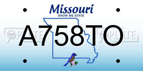 A758TO Missouri License Plate