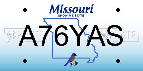 A76YAS Missouri License Plate