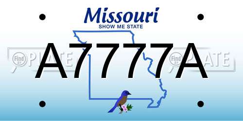 A7777A Missouri License Plate