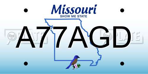 A77AGD Missouri License Plate