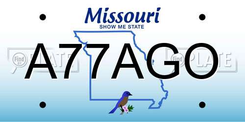 A77AGO Missouri License Plate