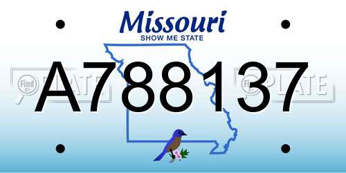 A788137 Missouri License Plate