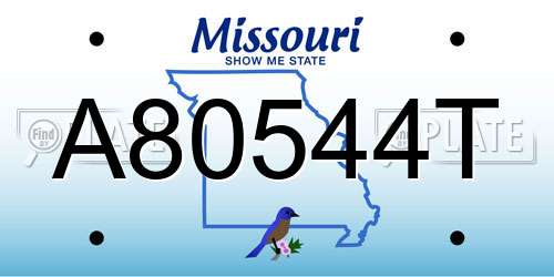 A80544T Missouri License Plate