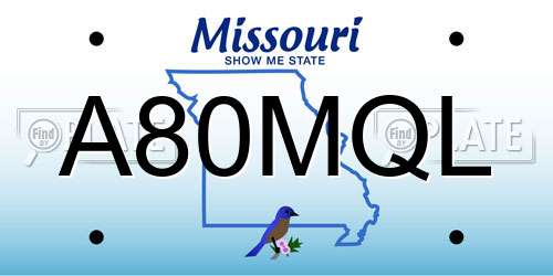 A80MQL Missouri License Plate