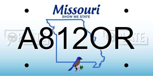 A812OR Missouri License Plate
