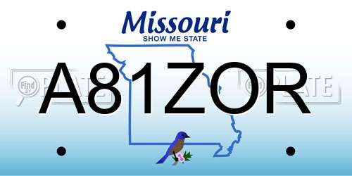 A81ZOR Missouri License Plate