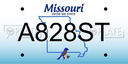 A828ST Missouri License Plate