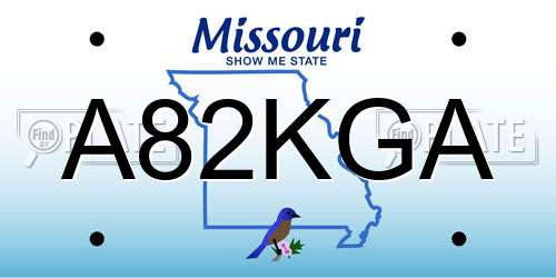 A82KGA Missouri License Plate