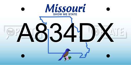 A834DX Missouri License Plate