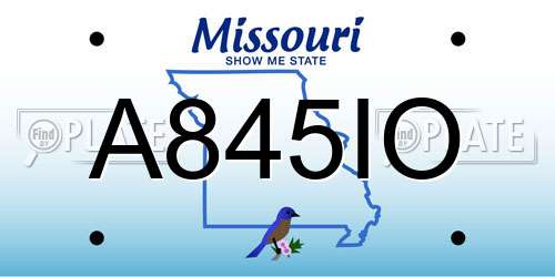 A845IO Missouri License Plate