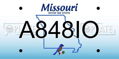 A848IO Missouri License Plate