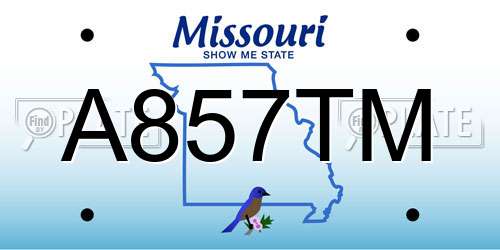 A857TM Missouri License Plate