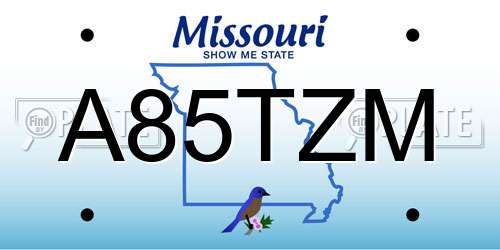 A85TZM Missouri License Plate